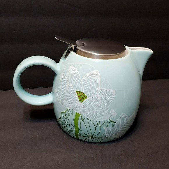 Tea Forte Dining Tea Forte Teapot With Infuser Seafoam Green Lotus